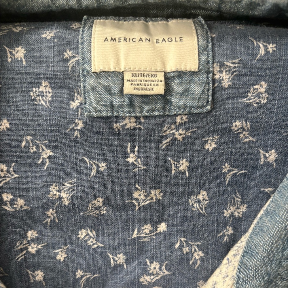 Blue Patch Work Button-Up Shirt - image 6